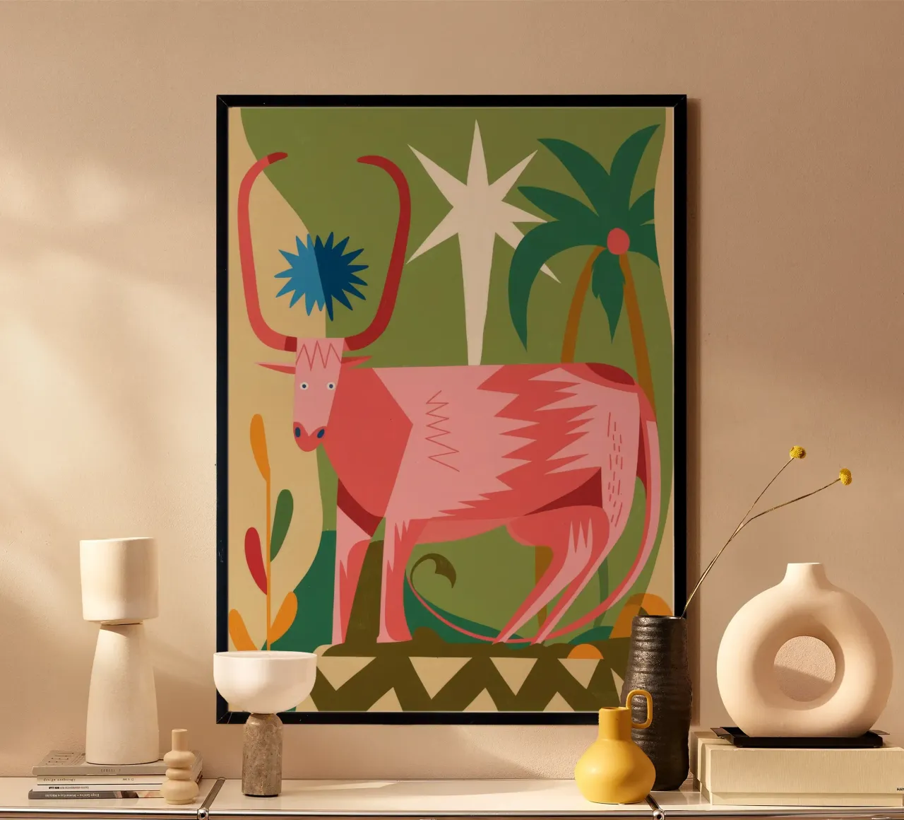 Antilope rosa maestosa poster con telaio in plastica da Kamera Obskura