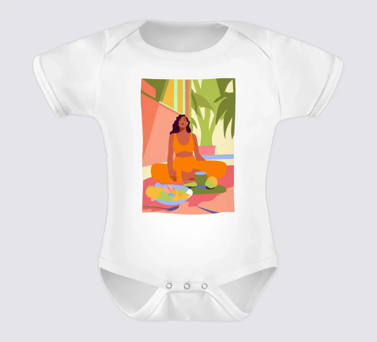 Tranquil Meditation Glow short-sleeve baby romper by Kamera Obskura