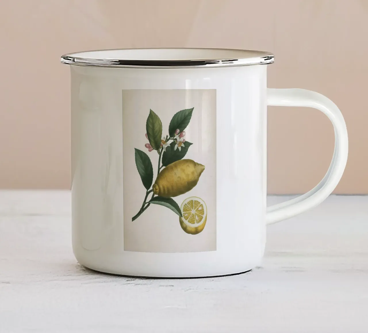 Vintage Redouté 1 Citrus Limonium tazza in smalto da Vintage Print Collection