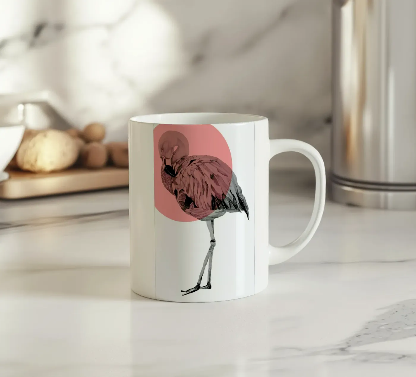 Flamingo ceramic mug by Morgan Kendall