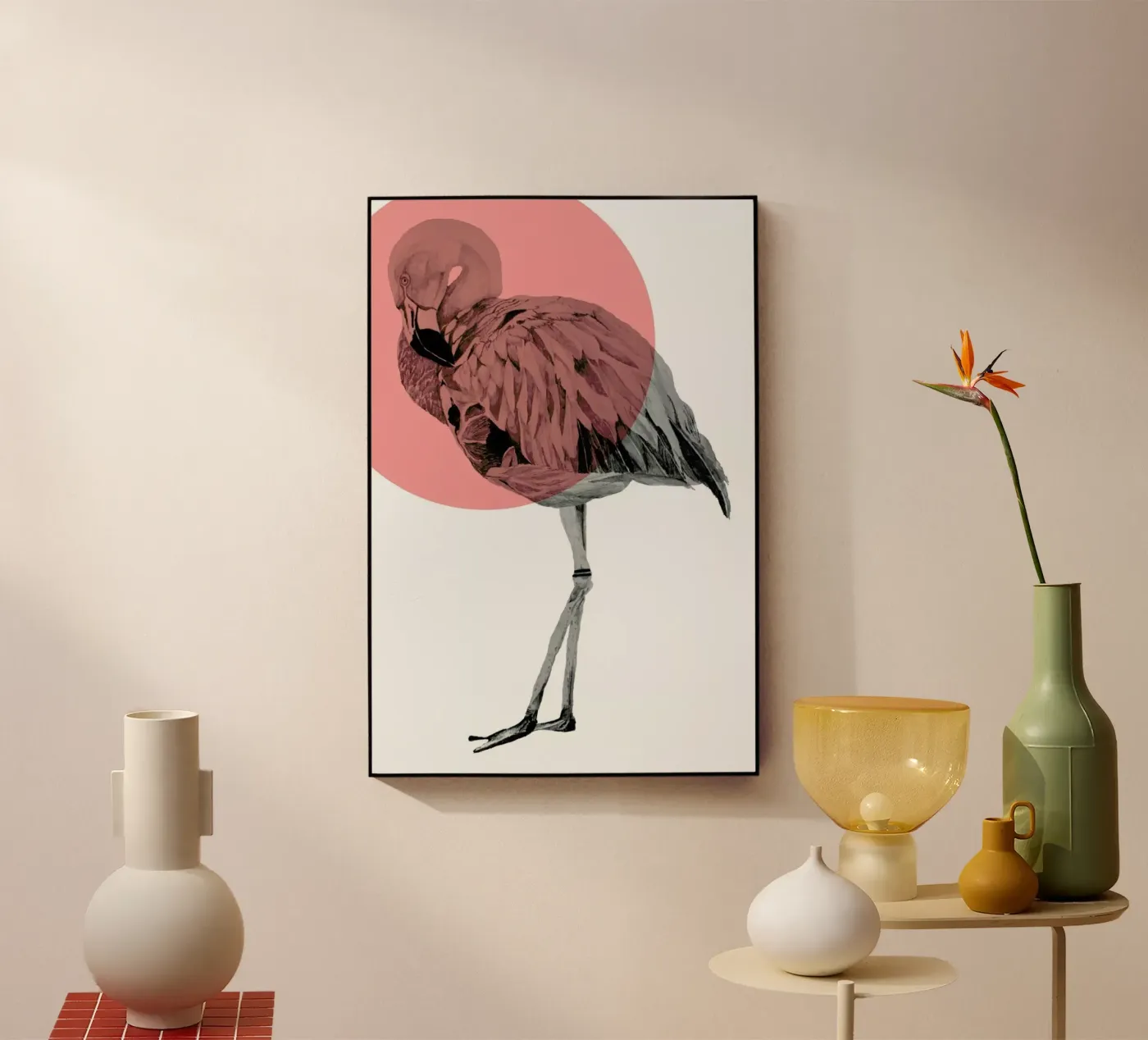 Flamingo acryl van Morgan Kendall