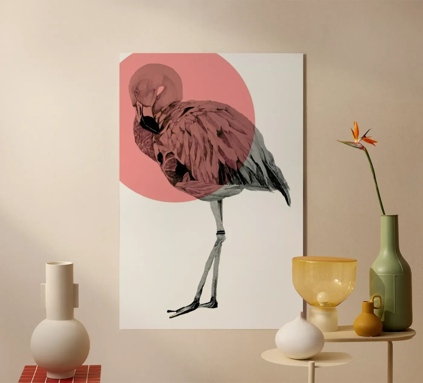 Flamingo acryl van Morgan Kendall