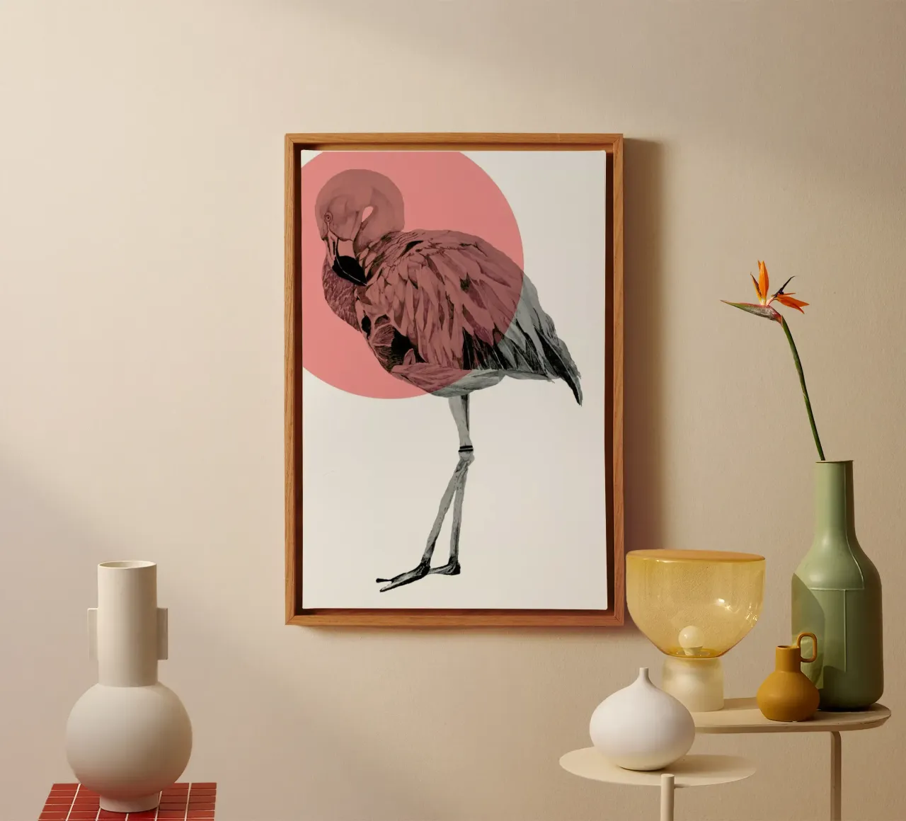 Flamingo canvas met Baklijst van Morgan Kendall