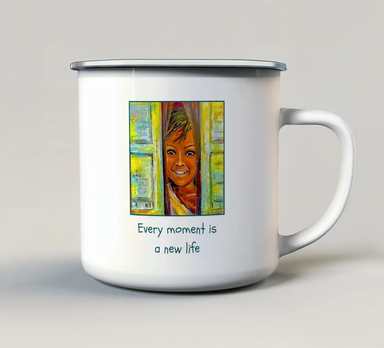 Every moment is a new life tazza in smalto da Happy 😃 Art 🎨 by Christine Schnoell