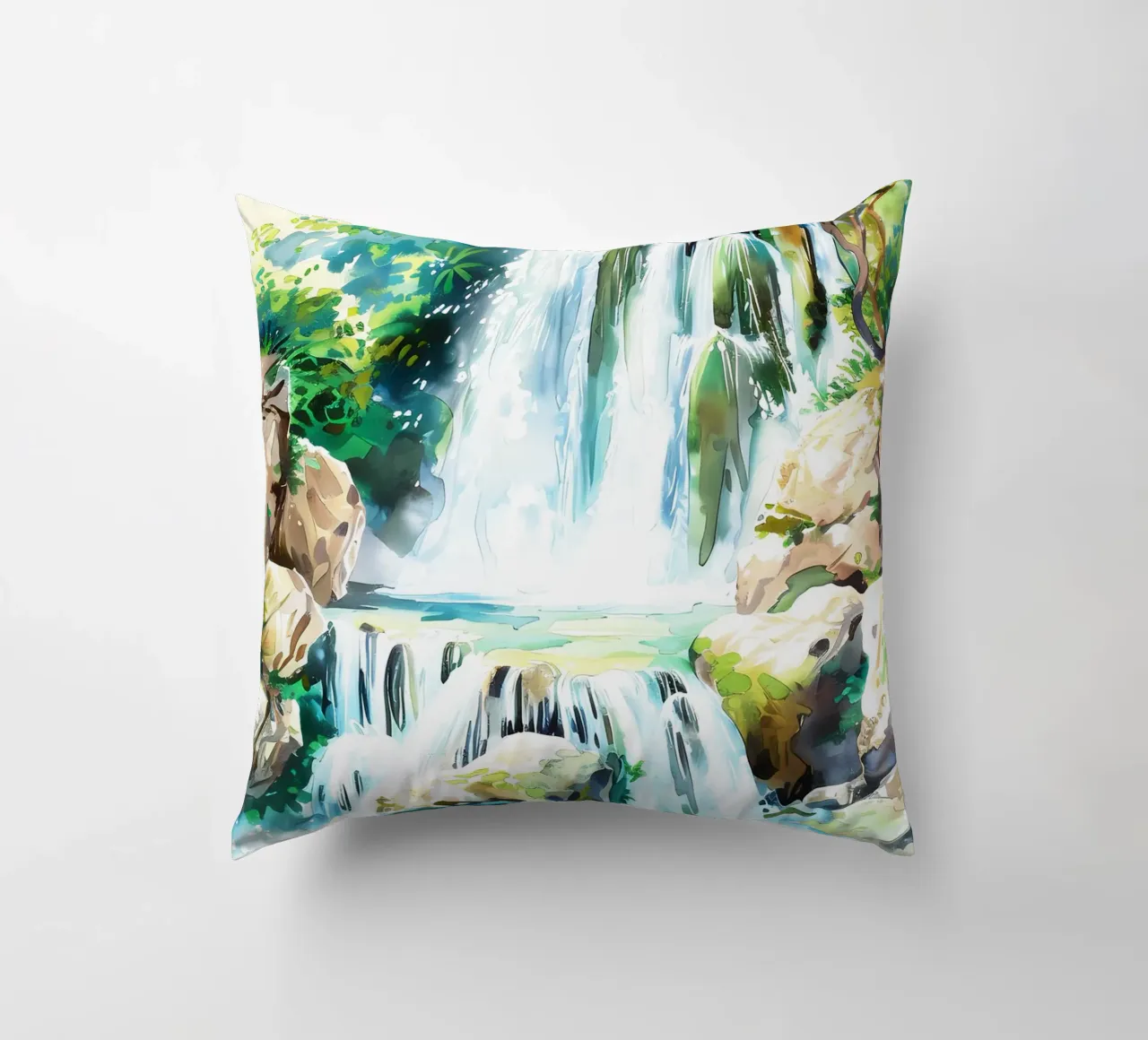 Acquerello a cascata cuscino da kaiyaraiya