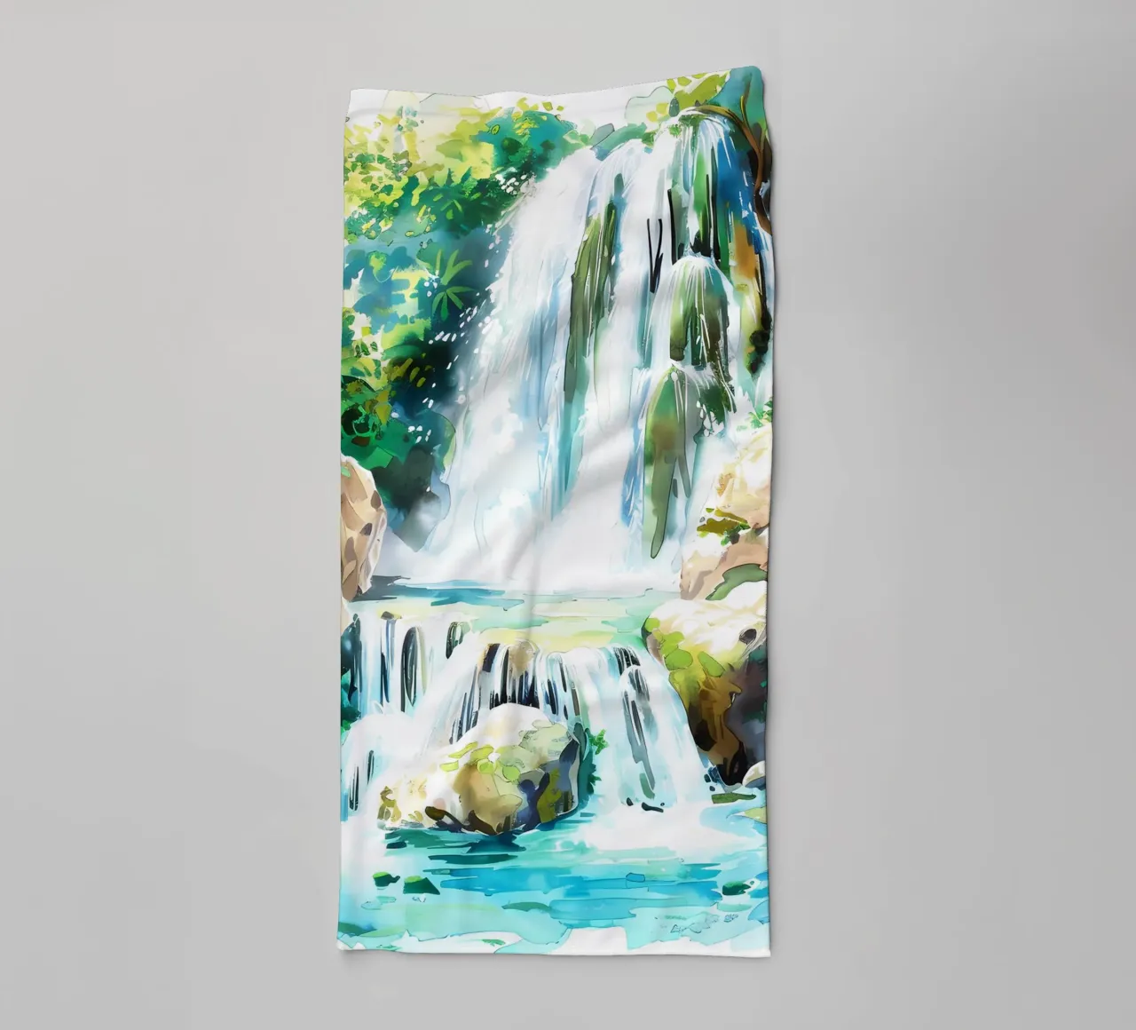Acquerello a cascata asciugamano da bagno da kaiyaraiya