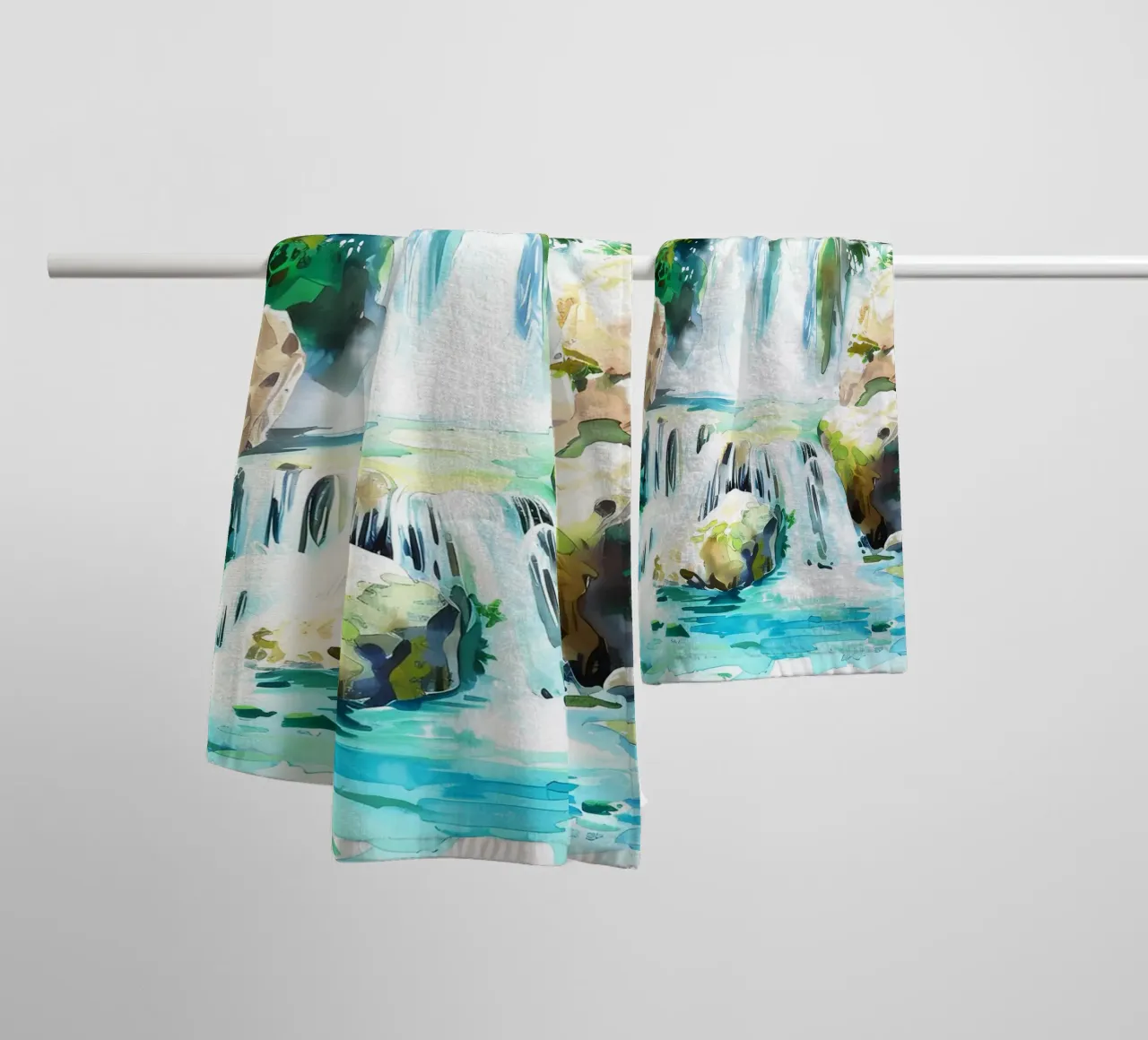Acquerello a cascata asciugamano da bagno da kaiyaraiya