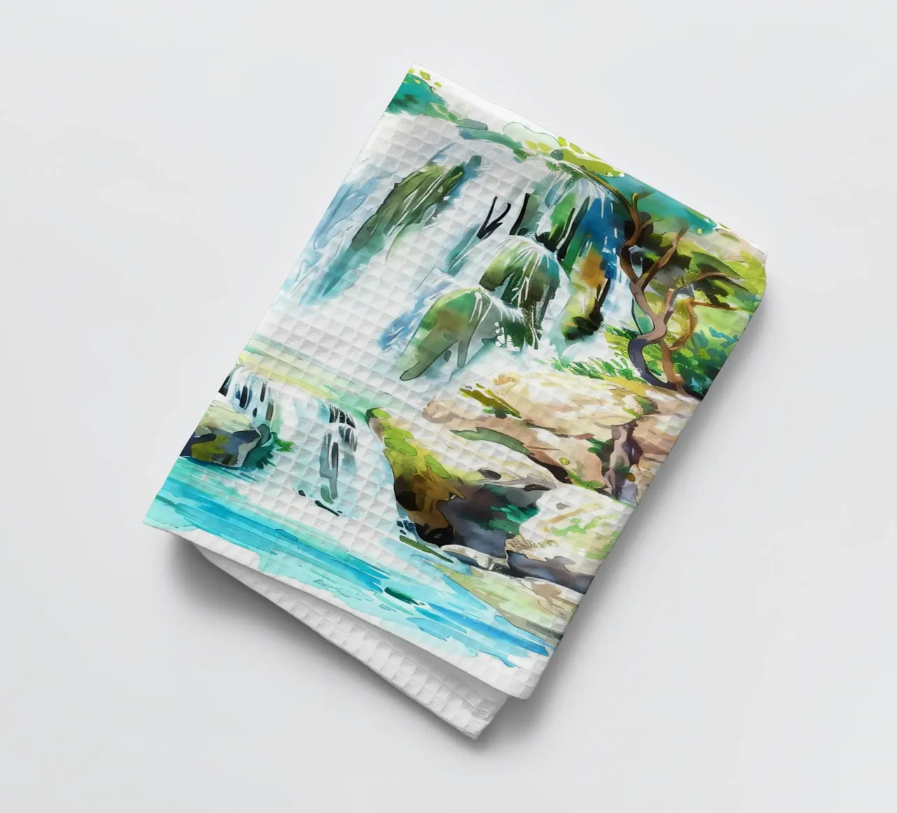 Acquerello a cascata canovaccio da cucina da kaiyaraiya
