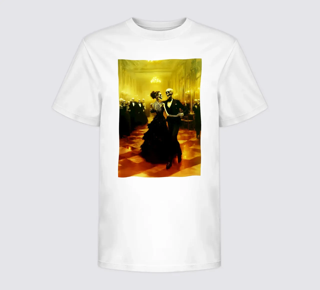 Skeleton Dancing Watercolor Art kids t-shirt by kaiyaraiya
