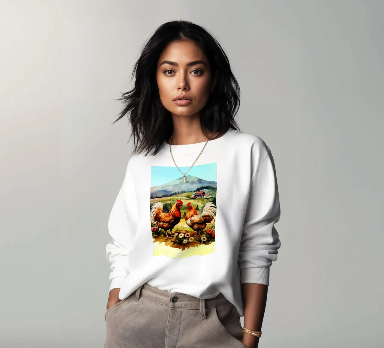 Chikens Watercolor Art sweatshirt by kaiyaraiya