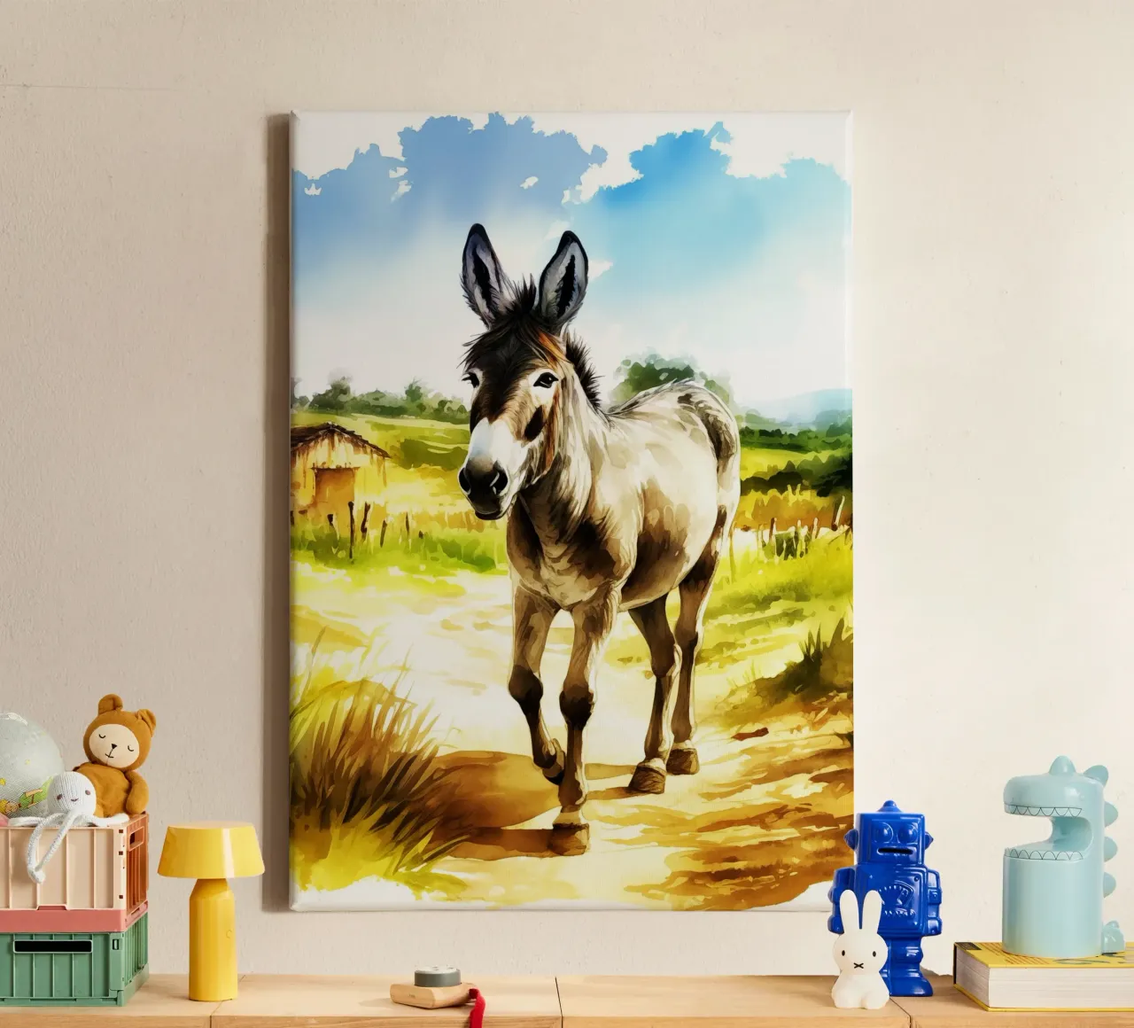 Ezel aquarel kunst ontwerp canvas met Baklijst van kaiyaraiya