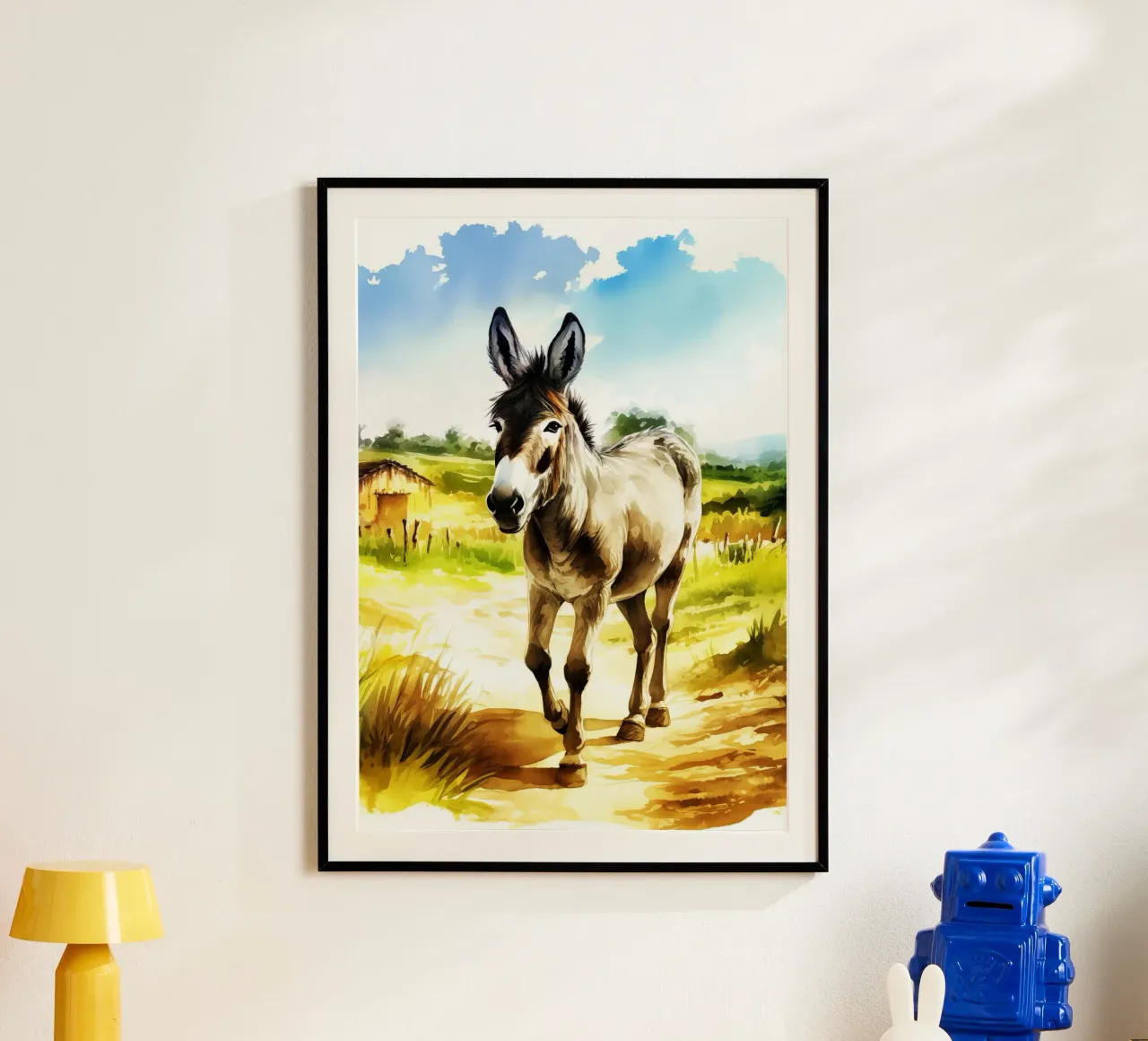 Asino Acquerello Arte Design poster con telaio in plastica da kaiyaraiya