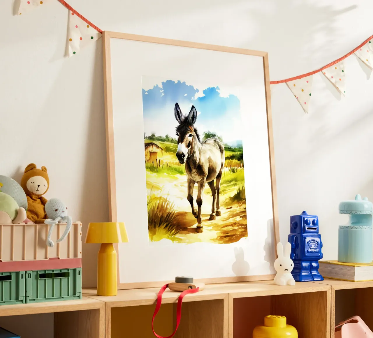 Asino Acquerello Arte Design poster con telaio in plastica da kaiyaraiya
