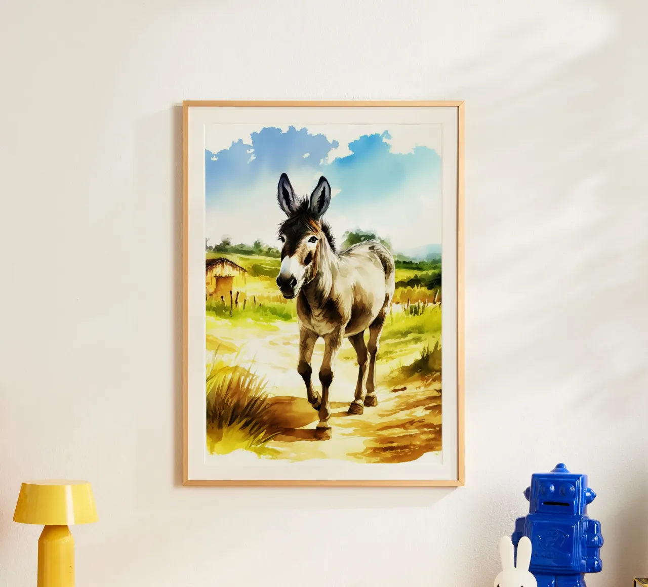 Asino Acquerello Arte Design poster con telaio in plastica da kaiyaraiya