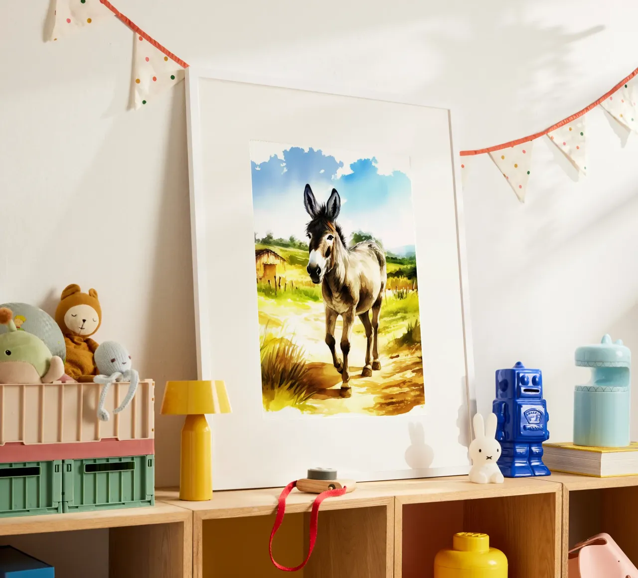 Asino Acquerello Arte Design poster con telaio in plastica da kaiyaraiya