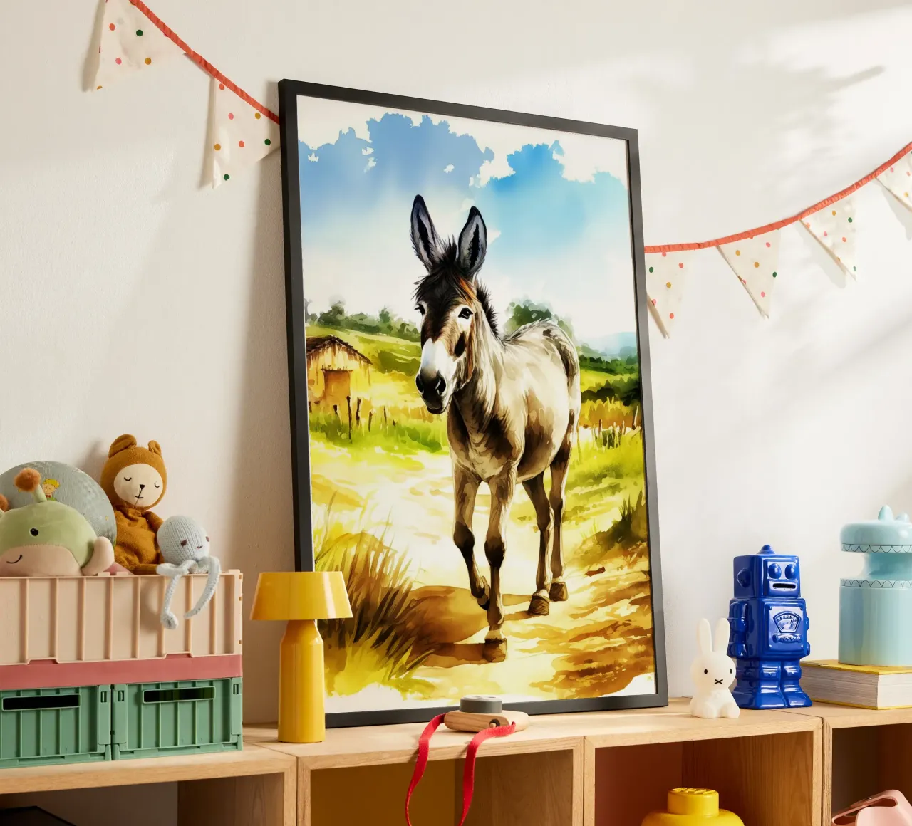 Asino Acquerello Arte Design poster con telaio in plastica da kaiyaraiya