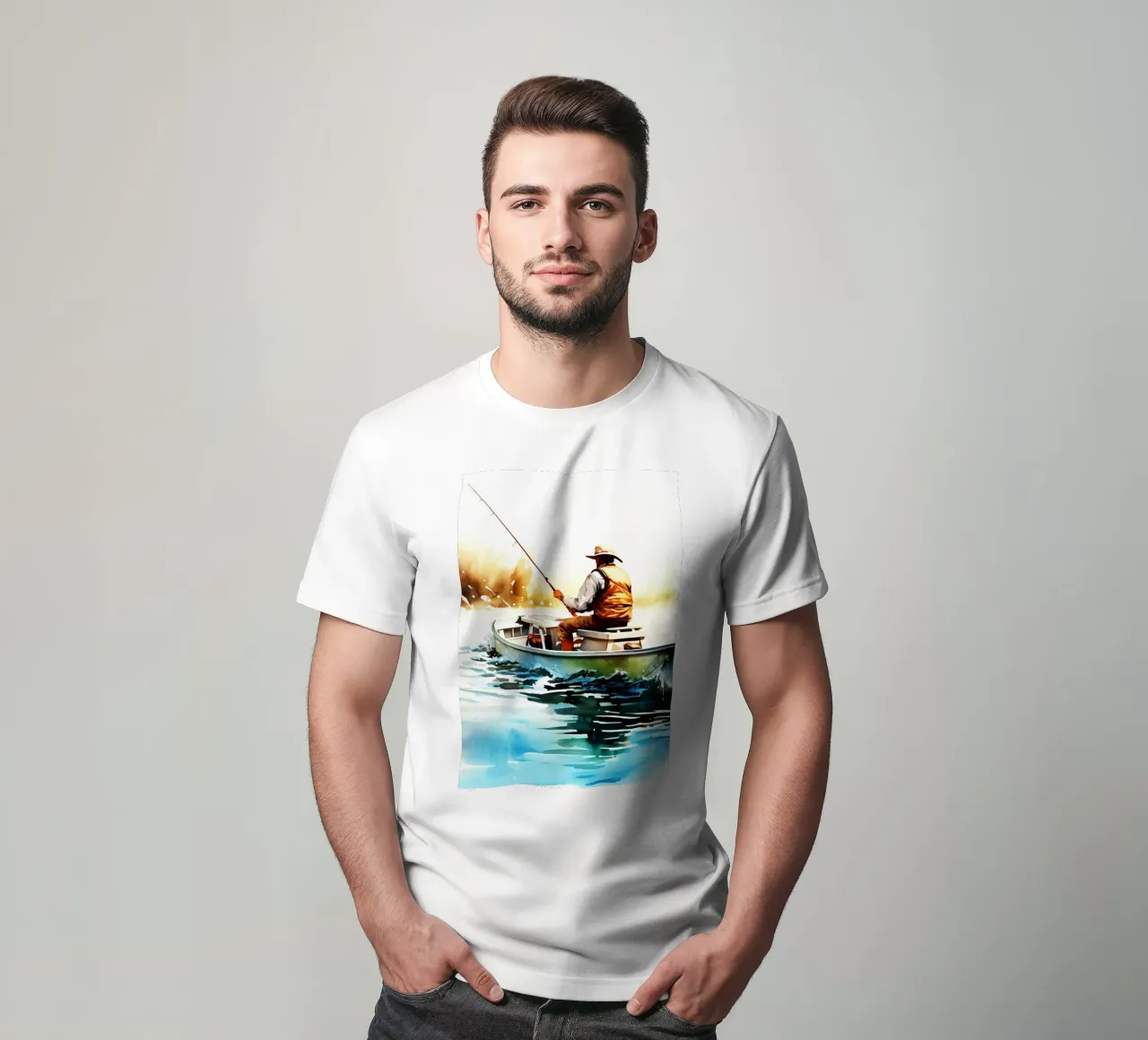 Fischerei Aquarell Kunst T-Shirt von kaiyaraiya