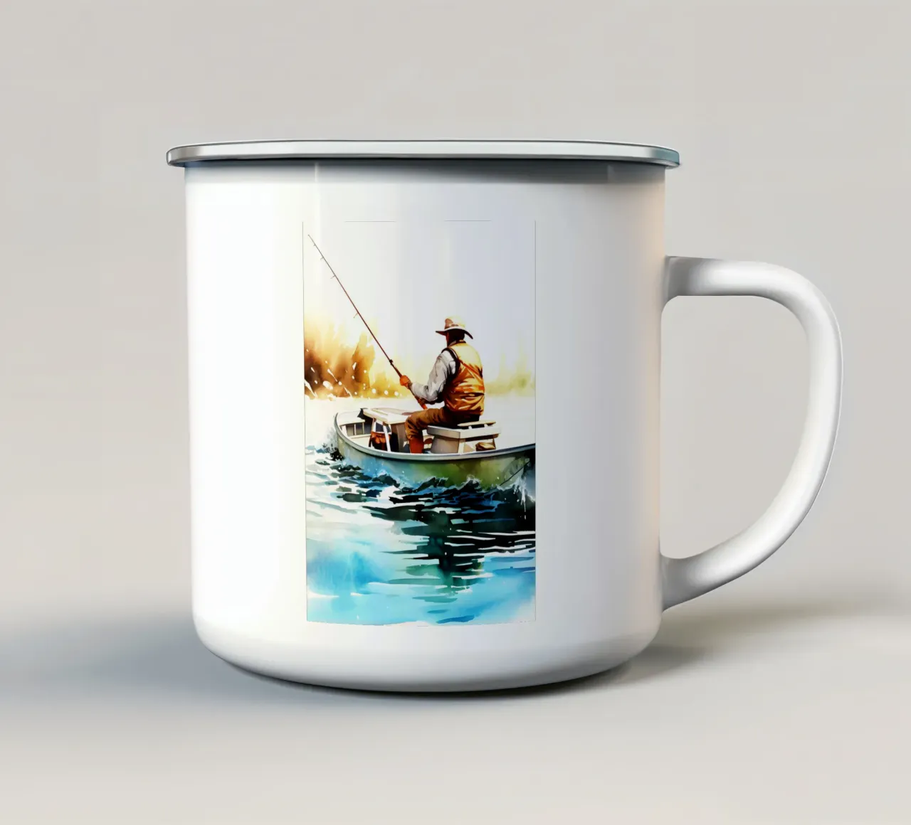Acquerello di pesca tazza in smalto da kaiyaraiya