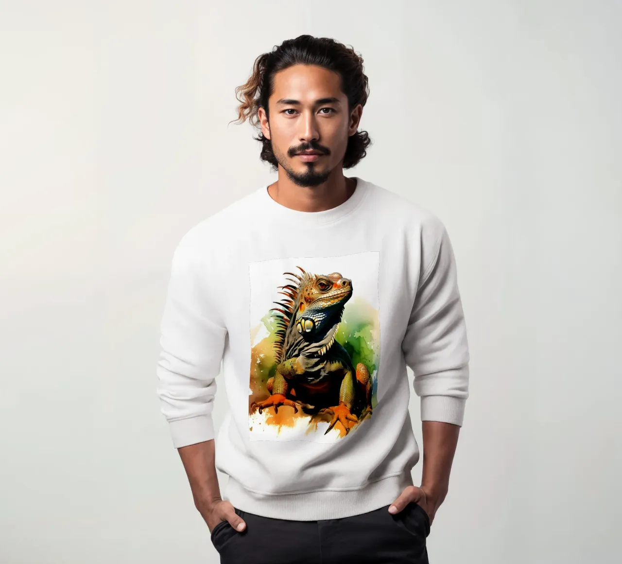 Acquerello sull'iguana felpa da kaiyaraiya