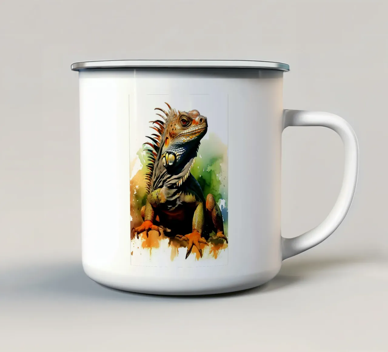 Acquerello sull'iguana tazza in smalto da kaiyaraiya