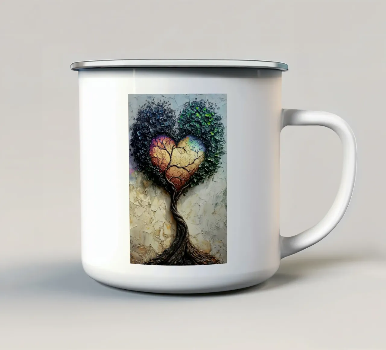 Alberi dell'amore - Acquerello d'arte tazza in smalto da kaiyaraiya