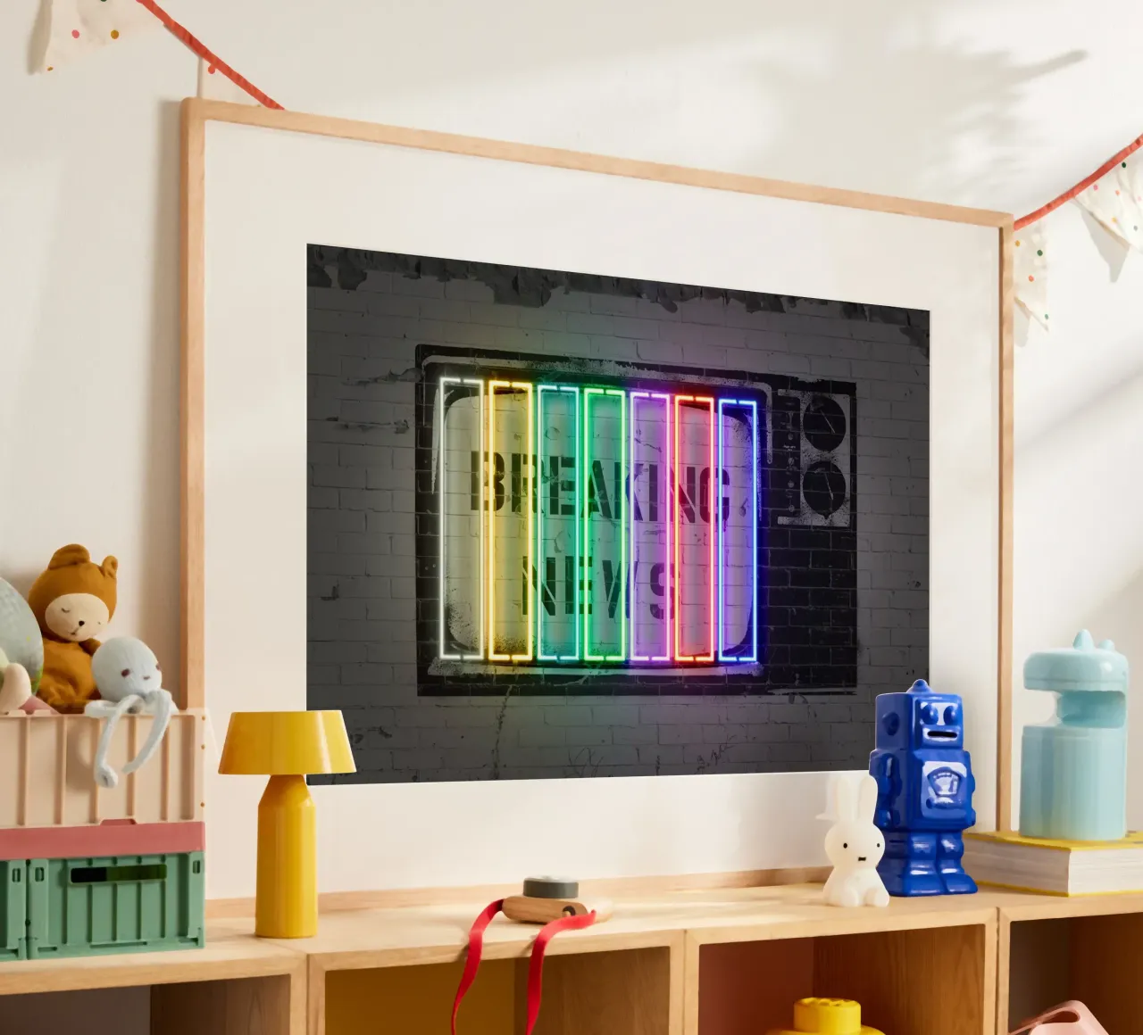 Breaking News poster con telaio in legno da Octavian