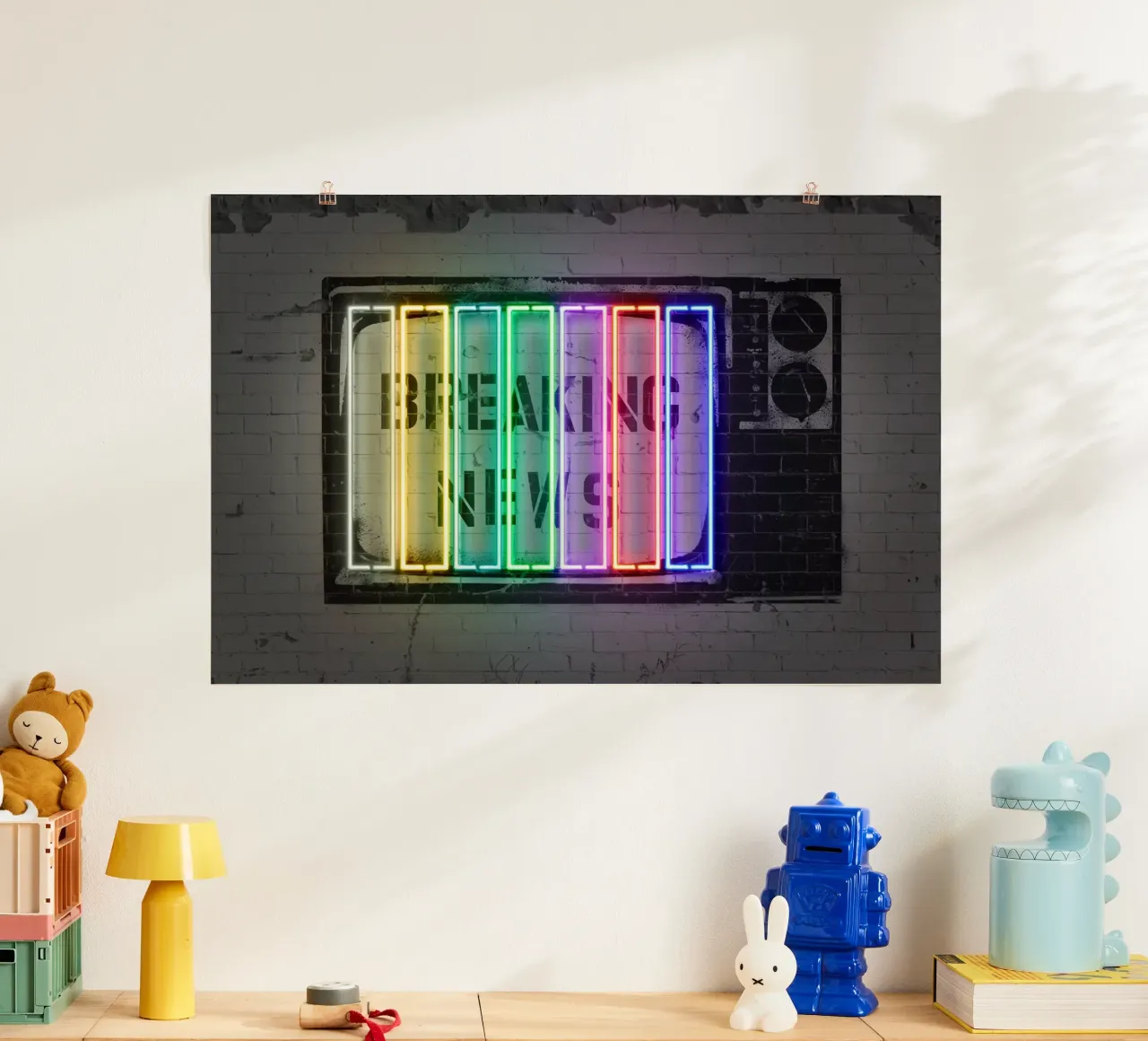 Breaking News poster con telaio in legno da Octavian