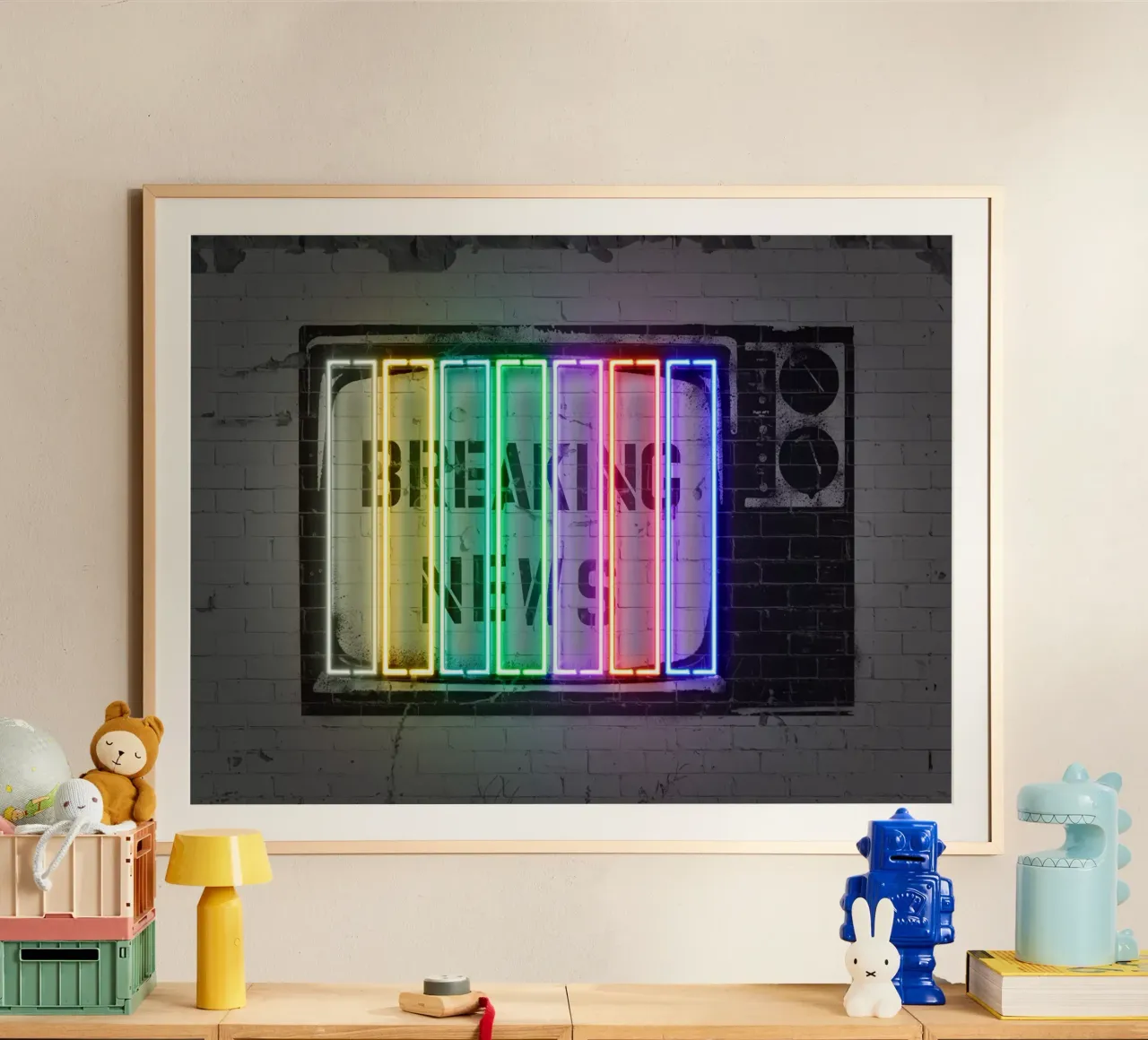 Breaking News poster con telaio in legno da Octavian