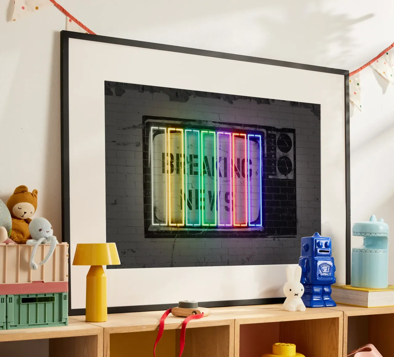 Breaking News poster con telaio in legno da Octavian