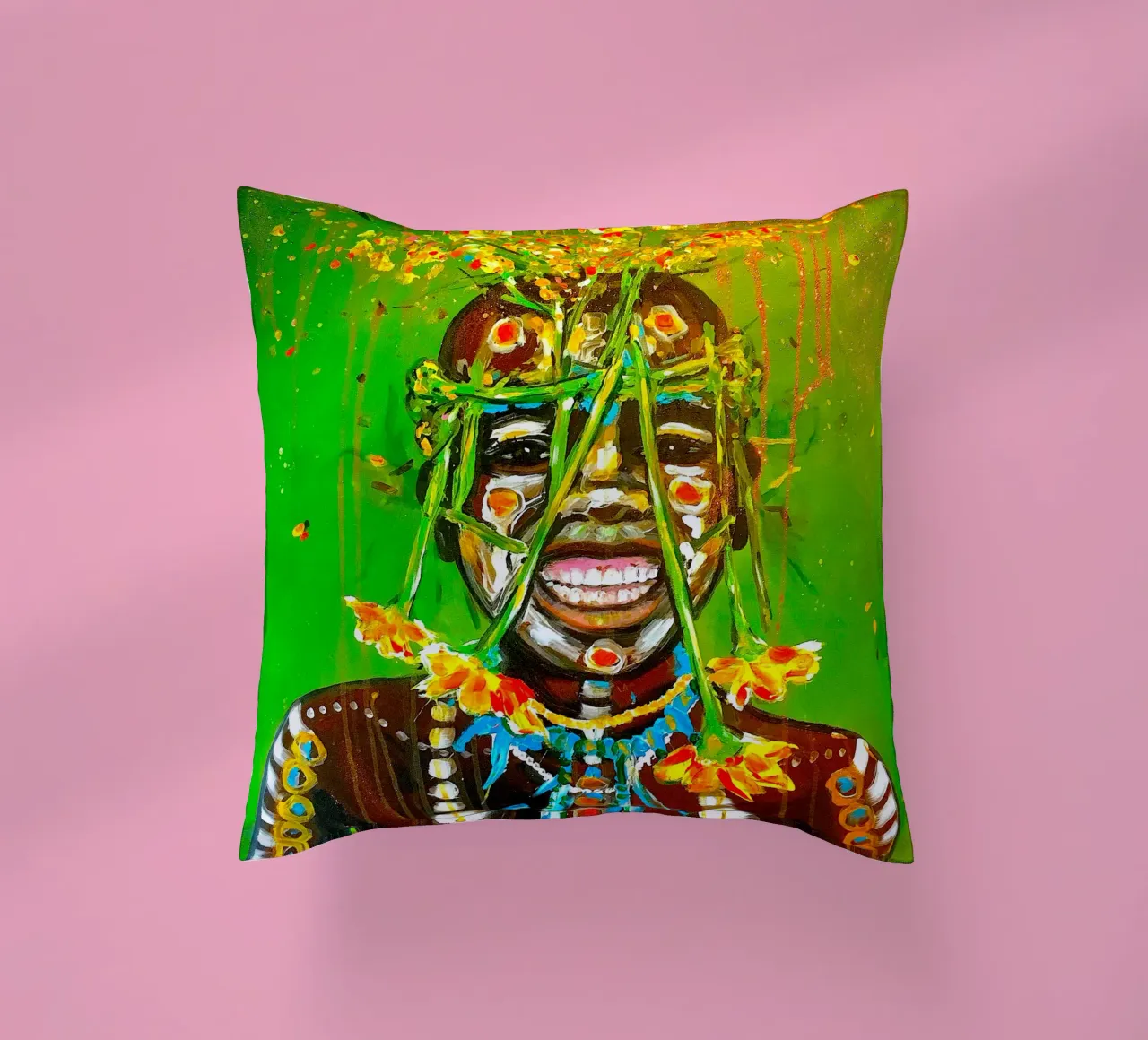 Blumenkind Afrika cuscino da Happy 😃 Art 🎨 by Christine Schnoell