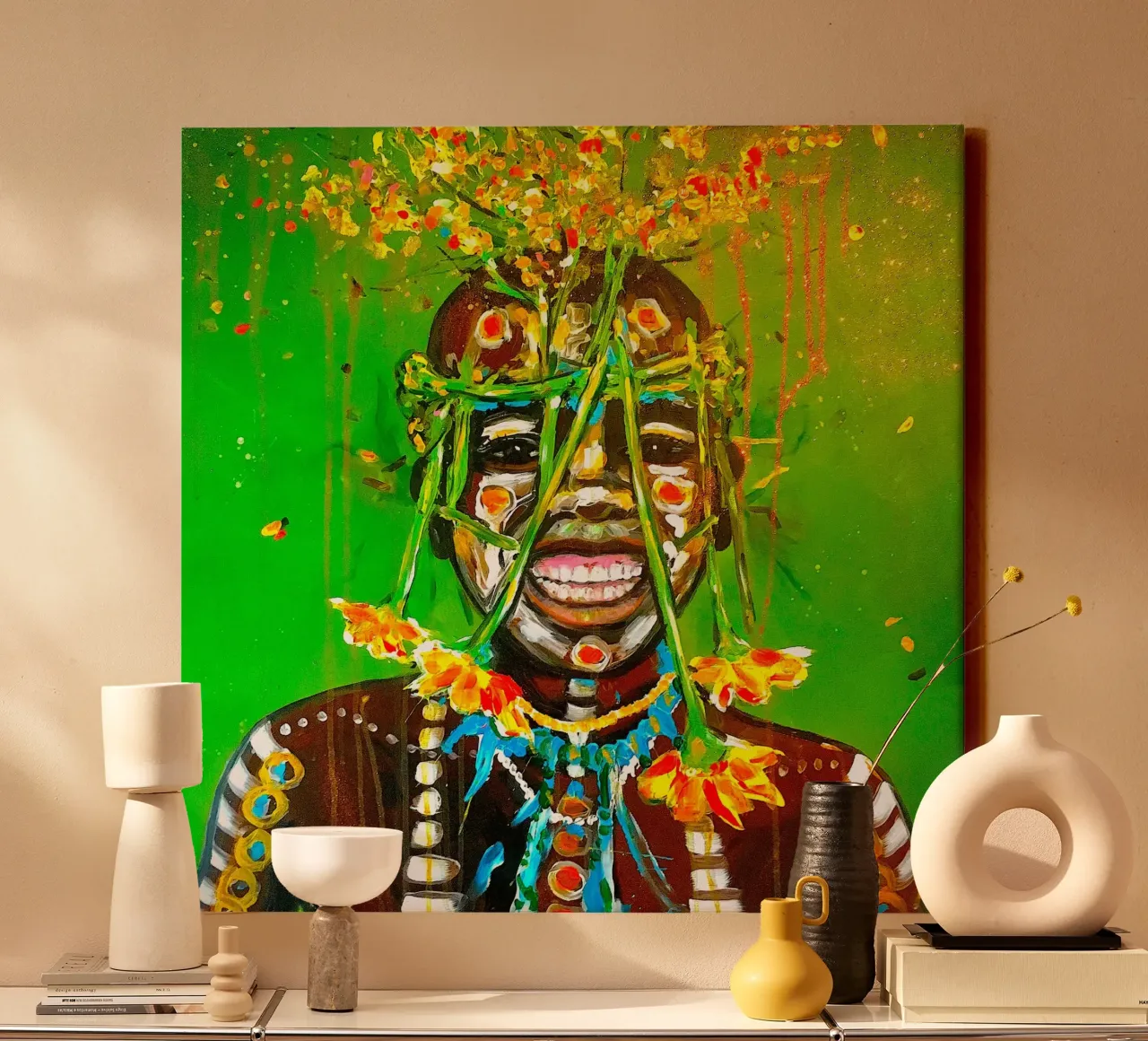 Blumenkind Afrika canvas by Happy 😃 Art 🎨 by Christine Schnoell