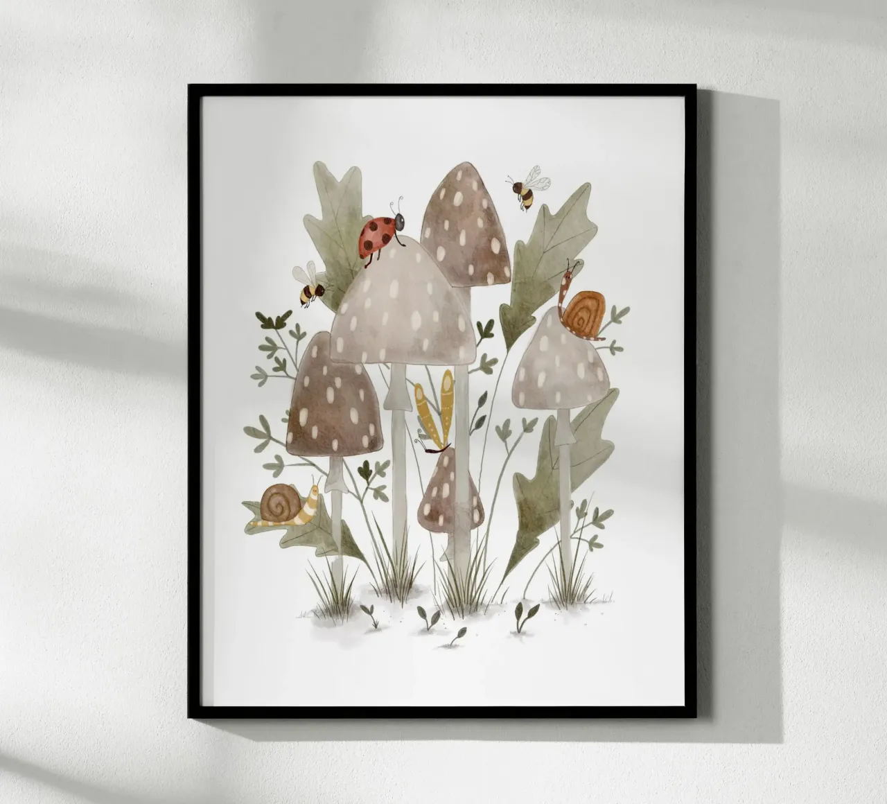 Bugs & Mushrooms Print – Whimsical Woodland Wall Art poster by Urchin Bay Art