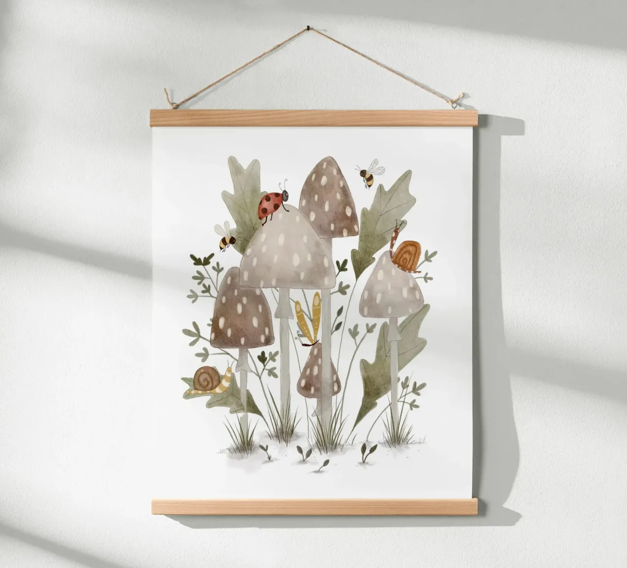 Bugs & Mushrooms Print – Whimsical Woodland Wall Art poster by Urchin Bay Art
