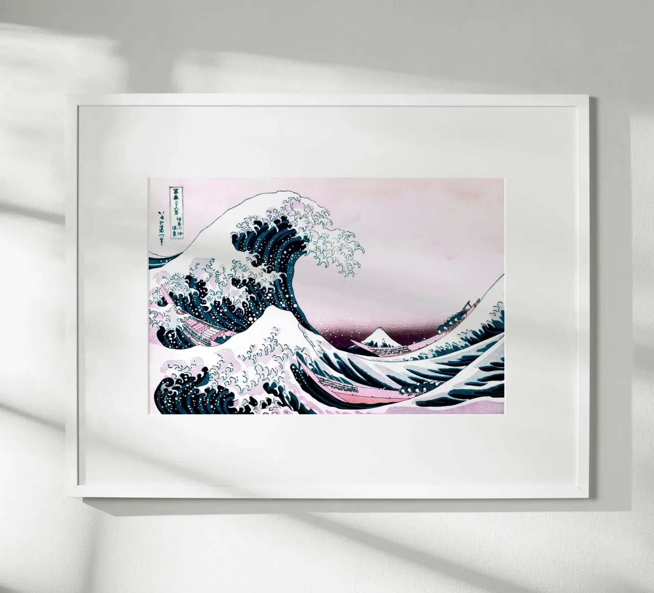 Grande onda al largo di Kanagawa - Katsushika Hokusai rosa poster da Second Canvas