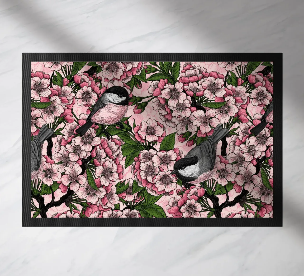 Fiori di ciliegio e cesene in rosa zerbino da Painted Nature