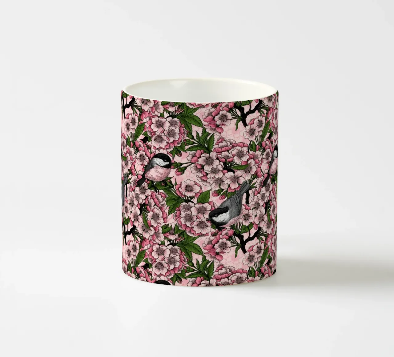 Fiori di ciliegio e cesene in rosa tazza in ceramica da Painted Nature