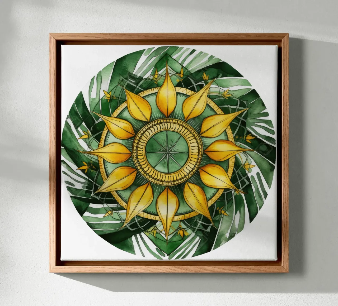 Mandala verde tela con Cornice a cassetta da Spiritual Touch