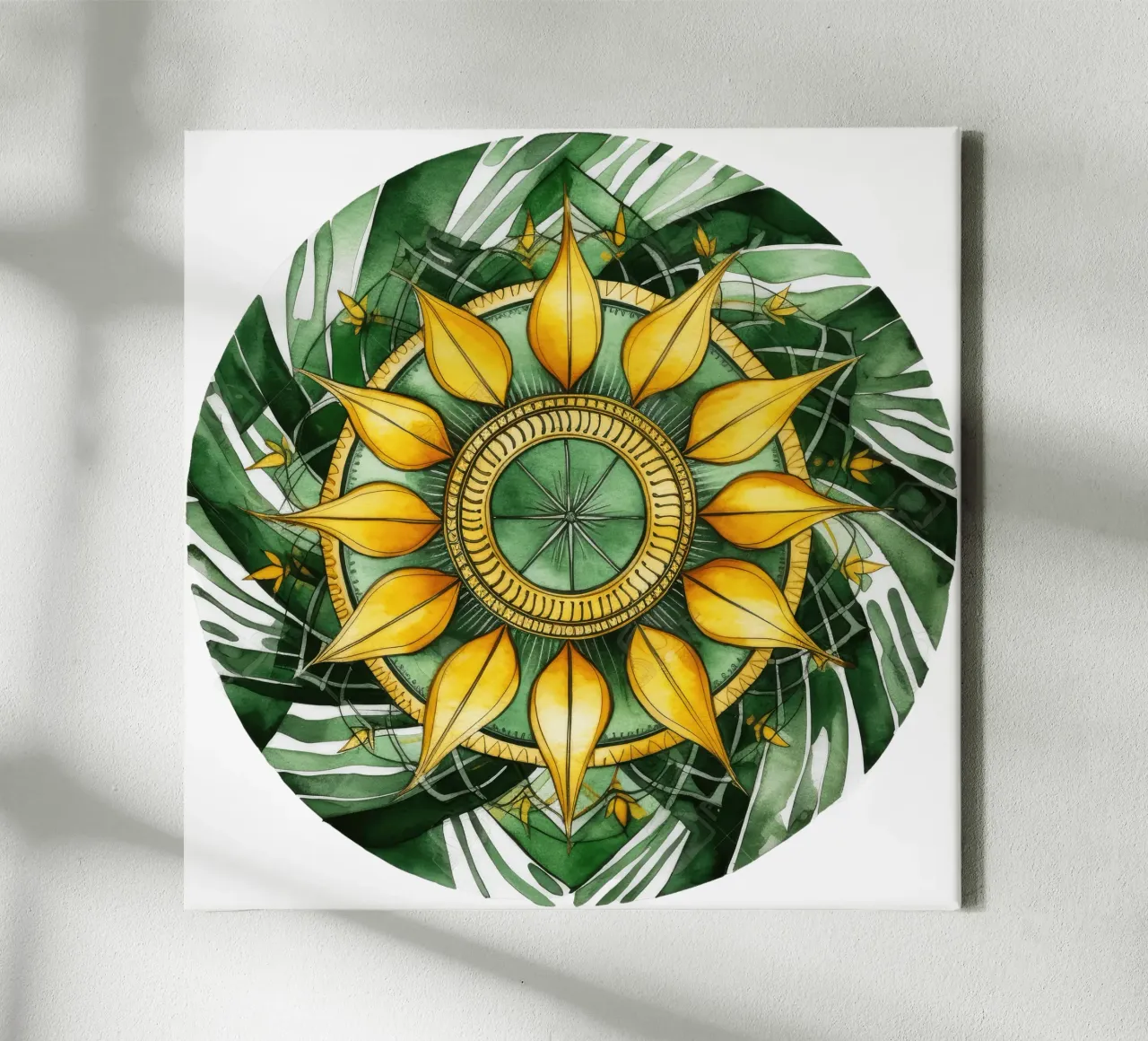 Mandala verde tela con Cornice a cassetta da Spiritual Touch