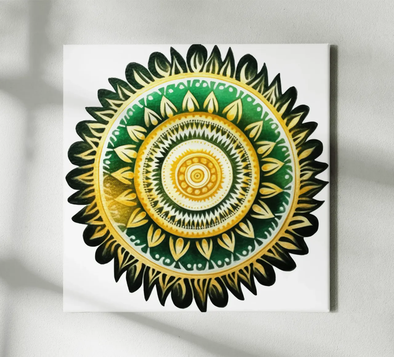 Mandala verde tela con Cornice a cassetta da Spiritual Touch