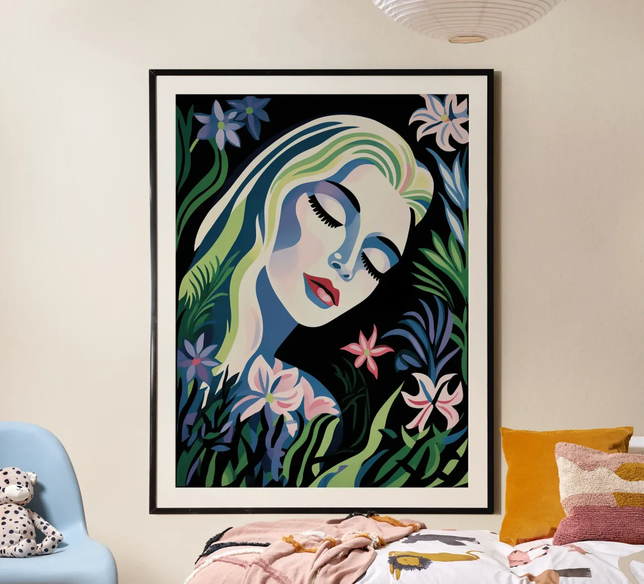 Sogno nel cuore della notte | Ritratto di donna poster con telaio in plastica da Autofocus