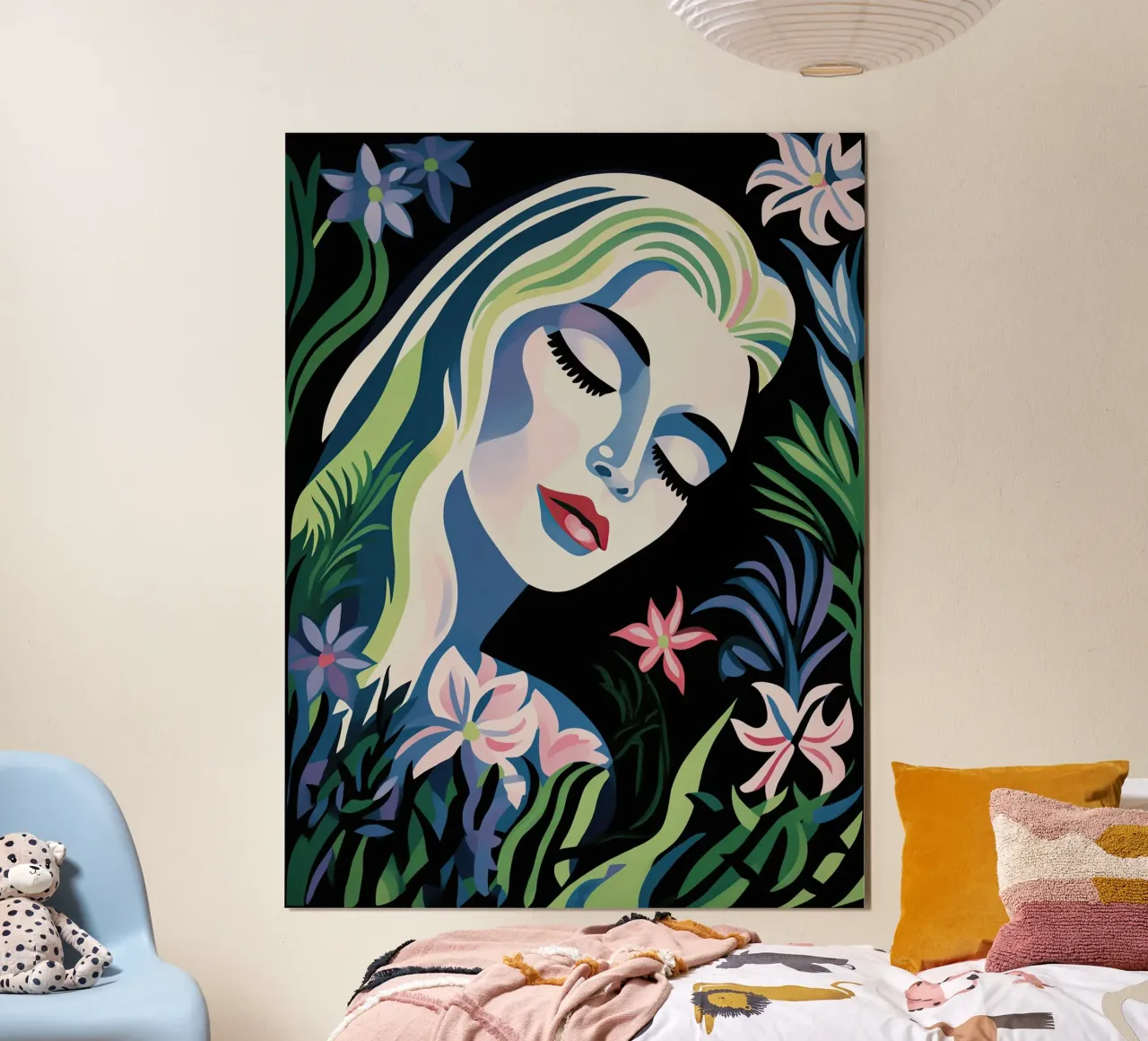Sogno nel cuore della notte | Ritratto di donna poster con telaio in plastica da Autofocus