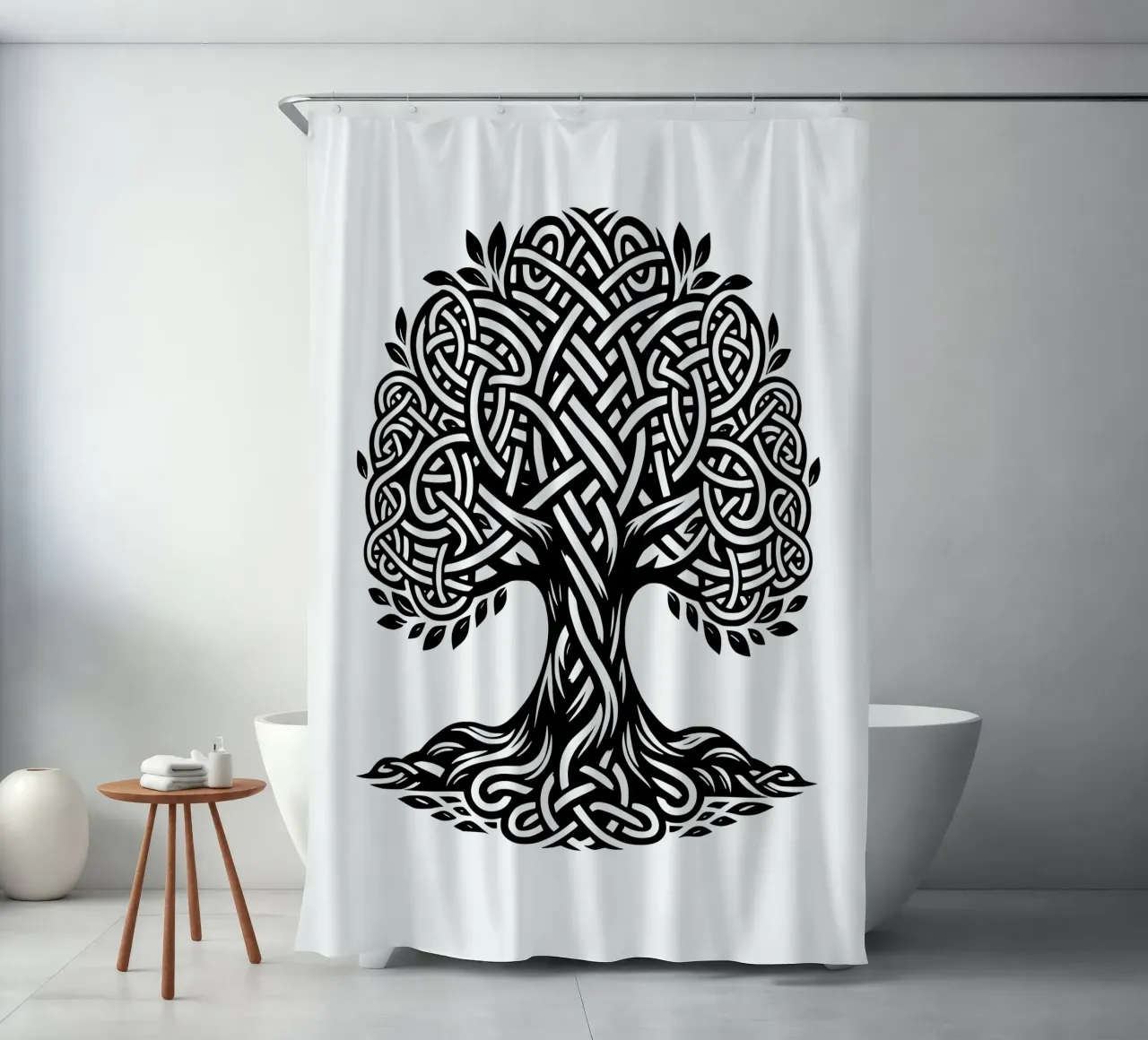 Albero della vita in bianco e nero tenda da doccia da Spiritual Touch