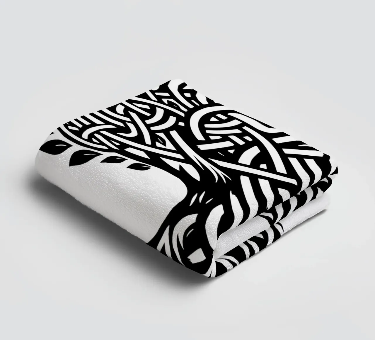 Albero della vita in bianco e nero asciugamano da bagno da Spiritual Touch