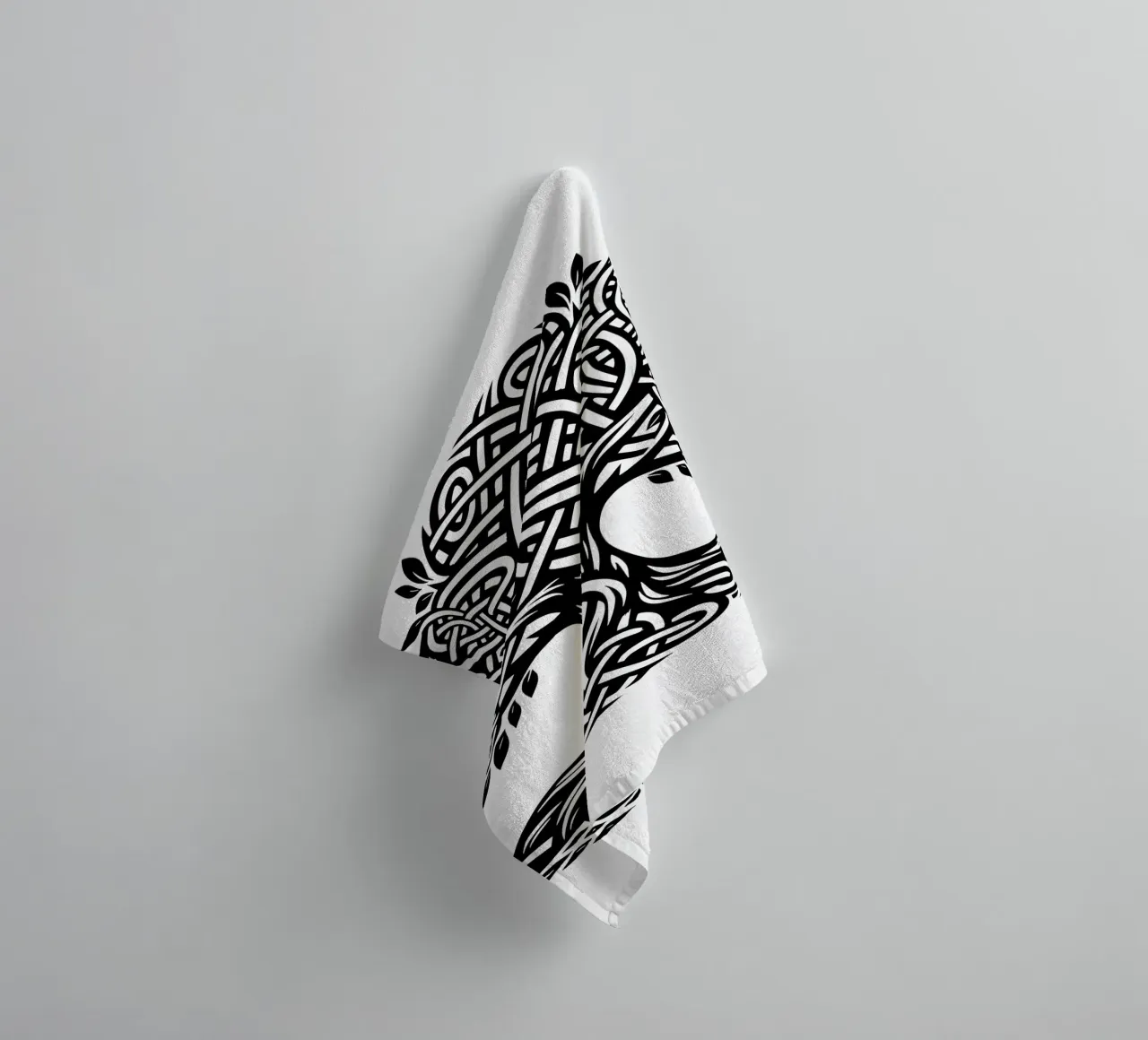 Albero della vita in bianco e nero asciugamano da bagno da Spiritual Touch