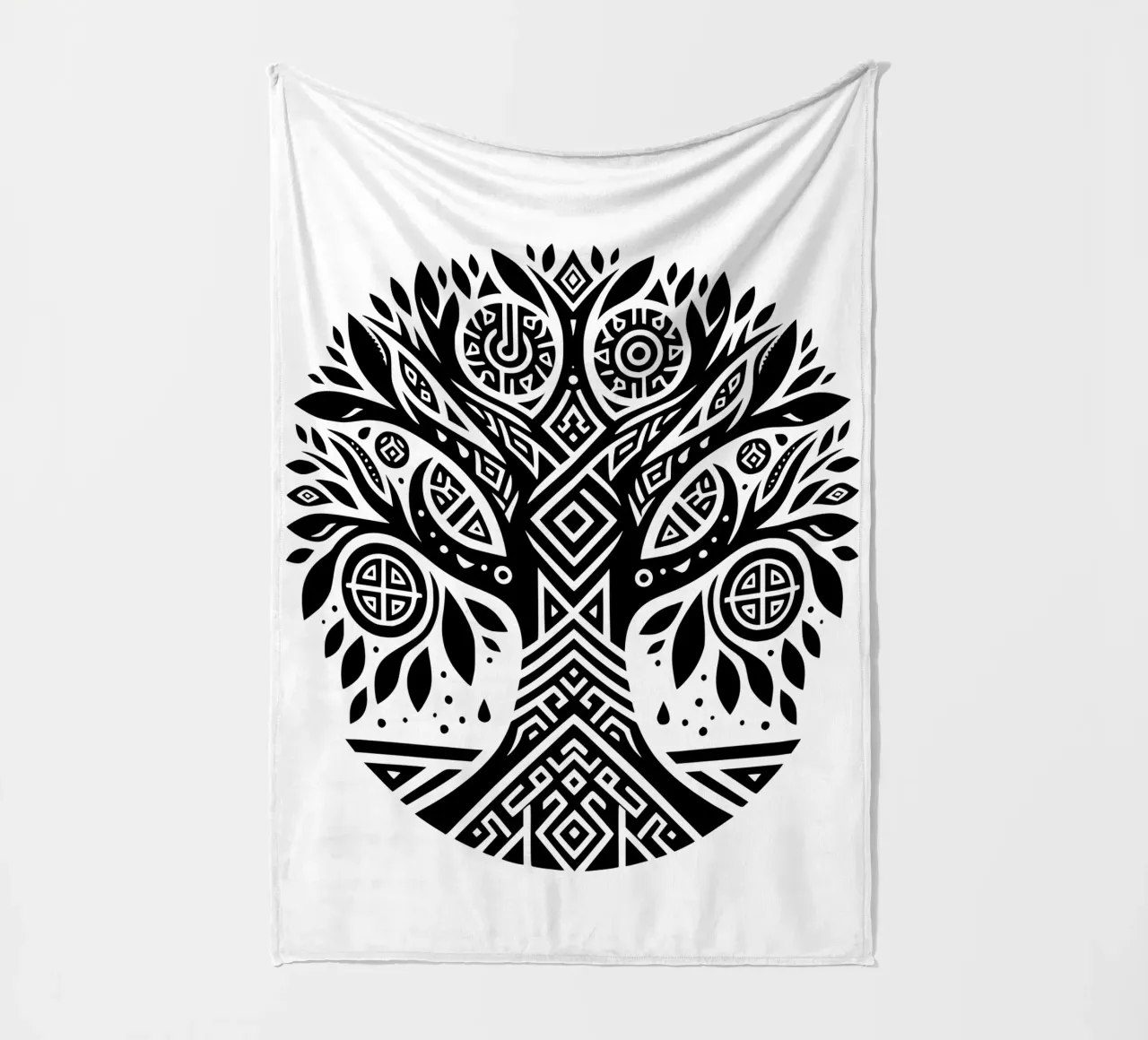 Albero della vita in bianco e nero coperta in pile da Spiritual Touch