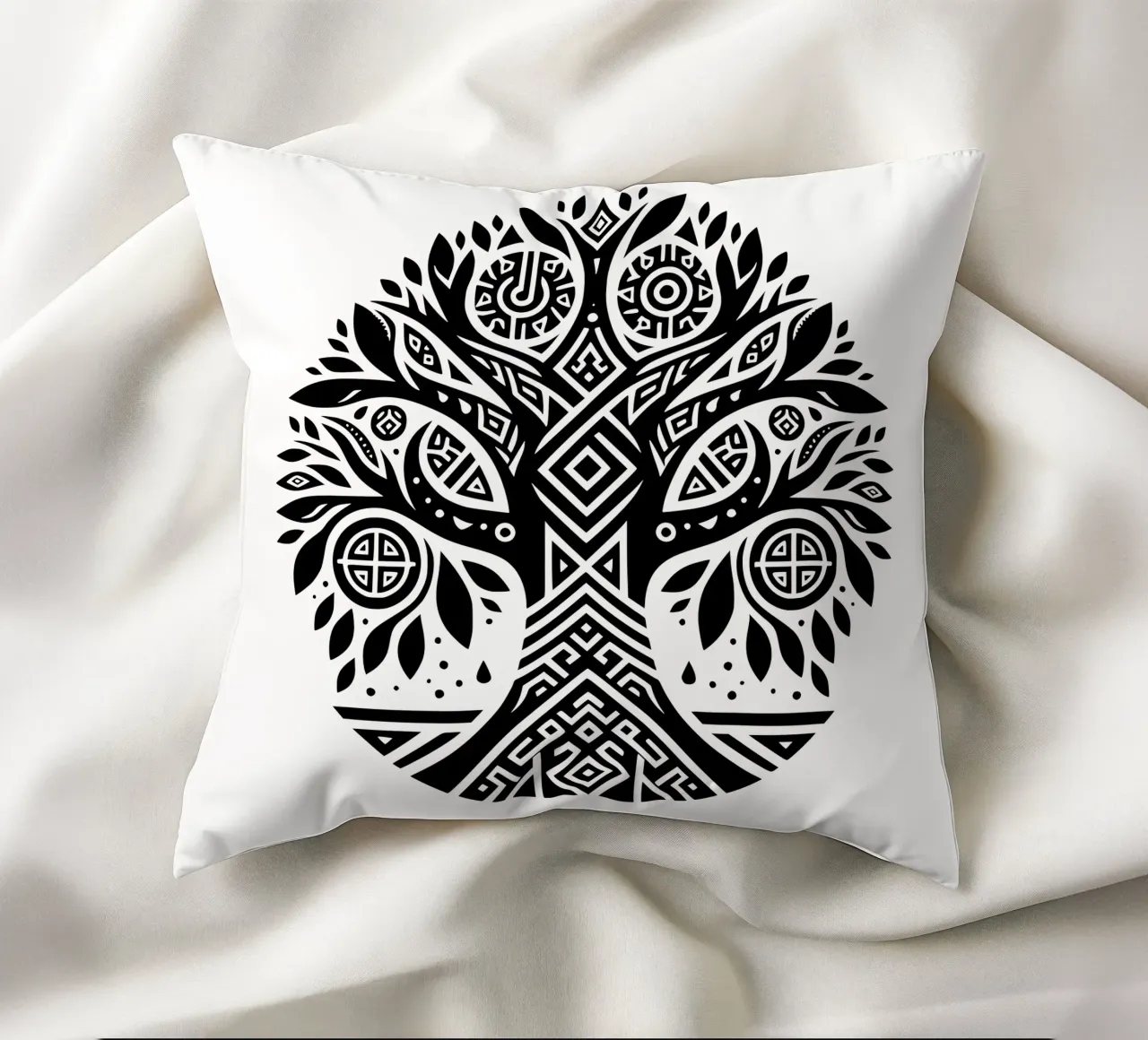 Albero della vita in bianco e nero cuscino da Spiritual Touch
