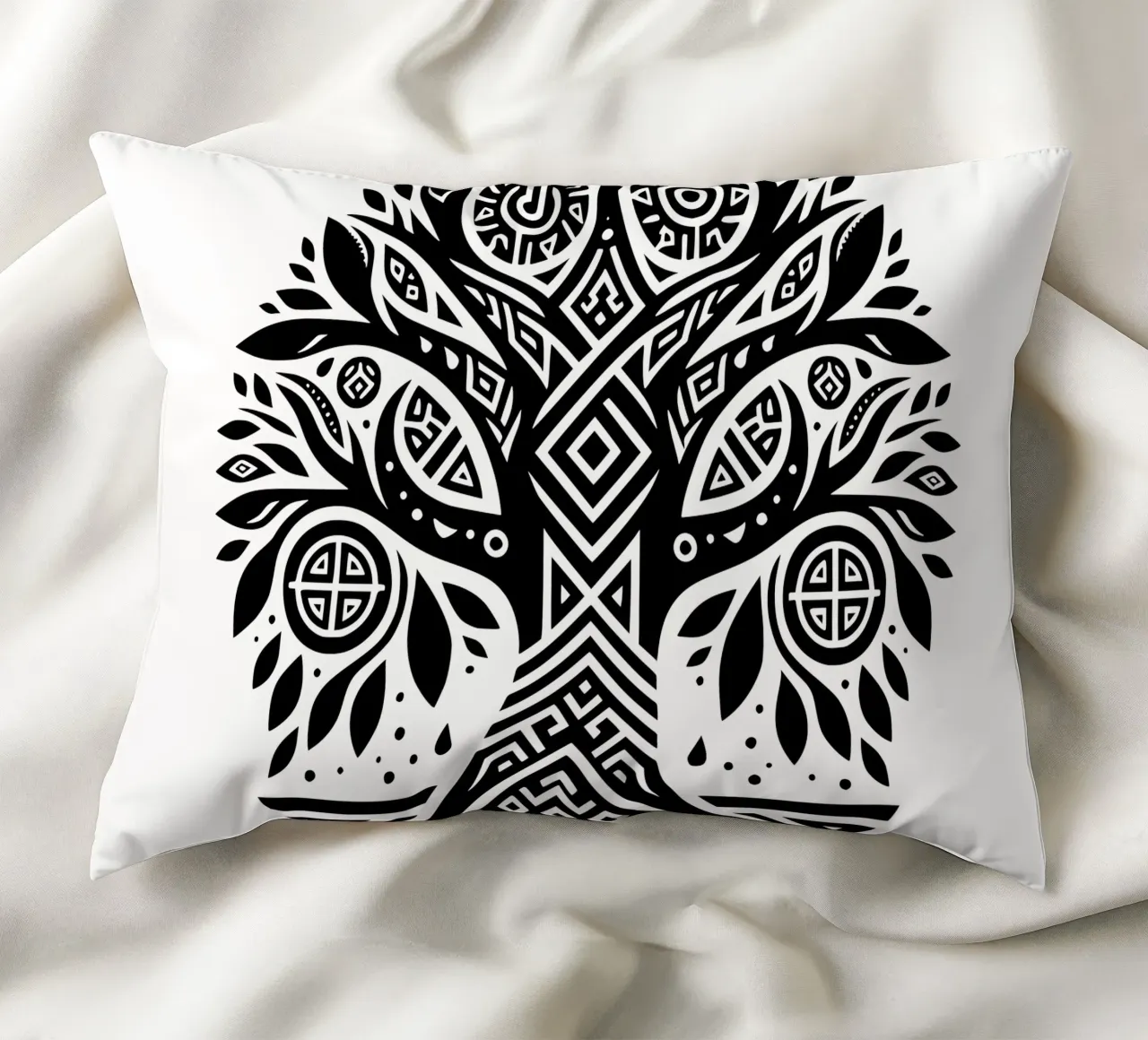 Albero della vita in bianco e nero cuscino da Spiritual Touch