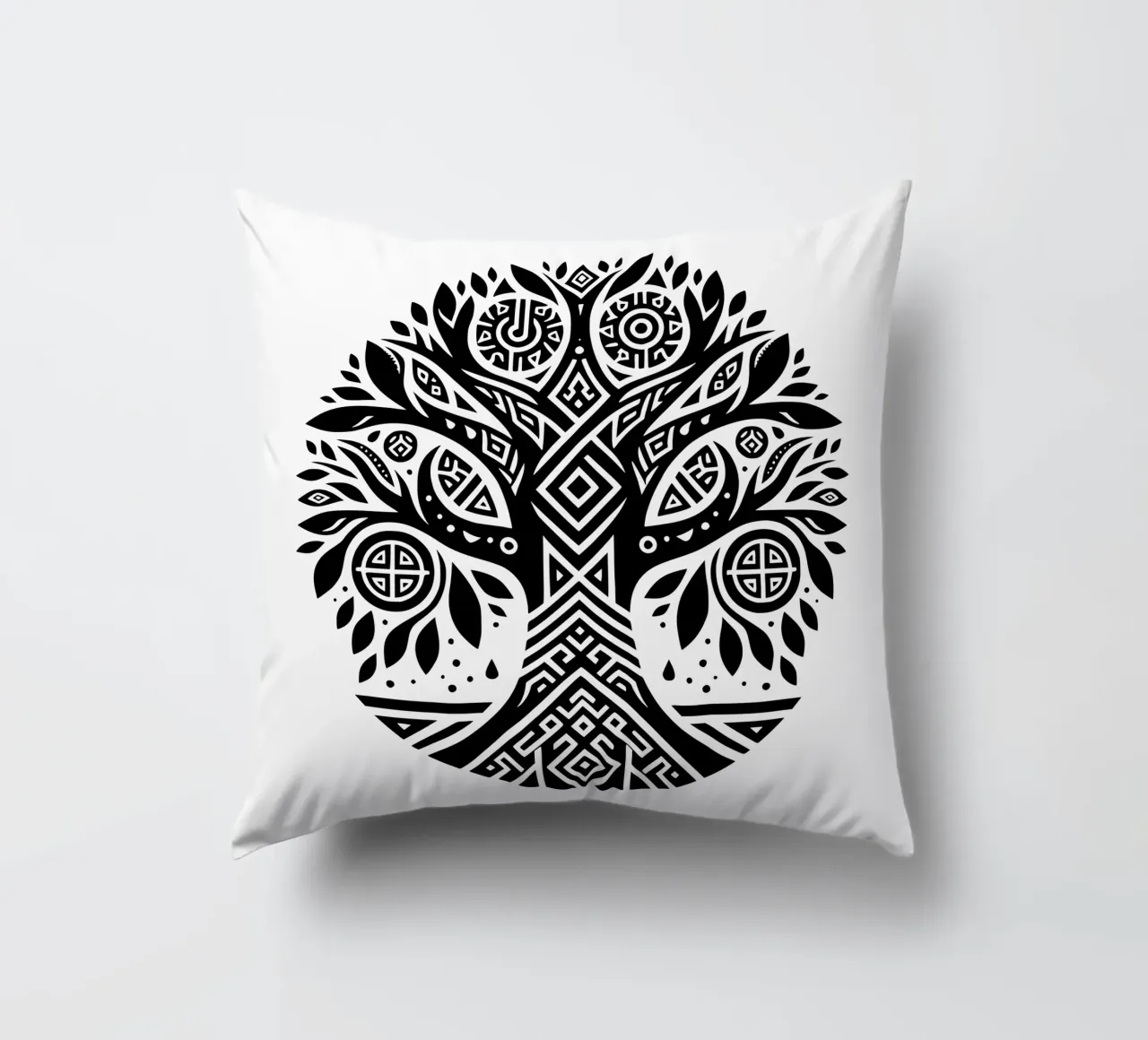 Albero della vita in bianco e nero cuscino da Spiritual Touch