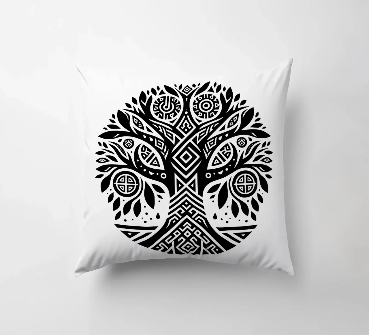 Albero della vita in bianco e nero cuscino da Spiritual Touch