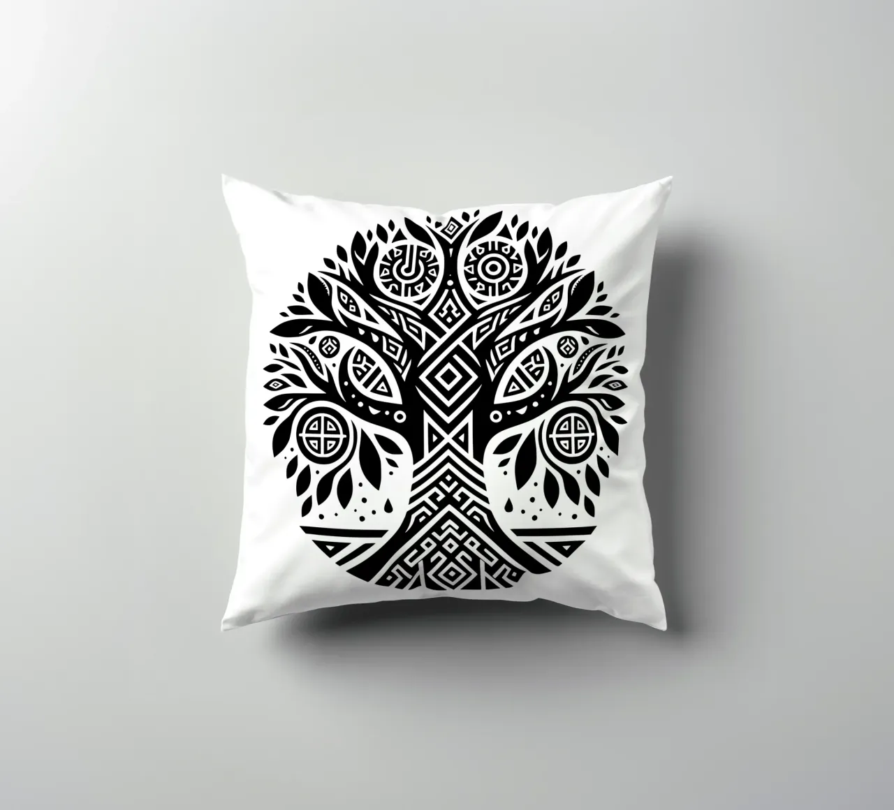 Albero della vita in bianco e nero cuscino da Spiritual Touch